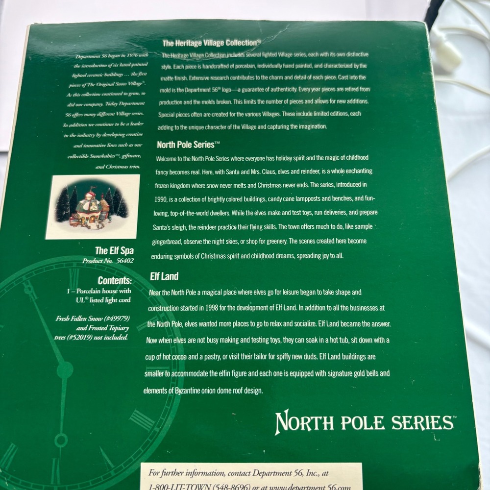 Department 56 North Pole Series The Elf Spa Green Lighted Village 56402 - Picture 7 of 8